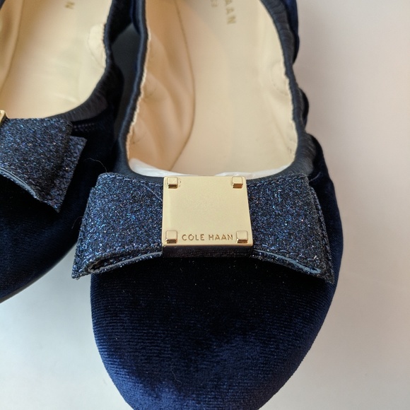 Cole Haan Tali Bow Blue Velvet Ballet Flats 8.5 - Picture 3 of 8
